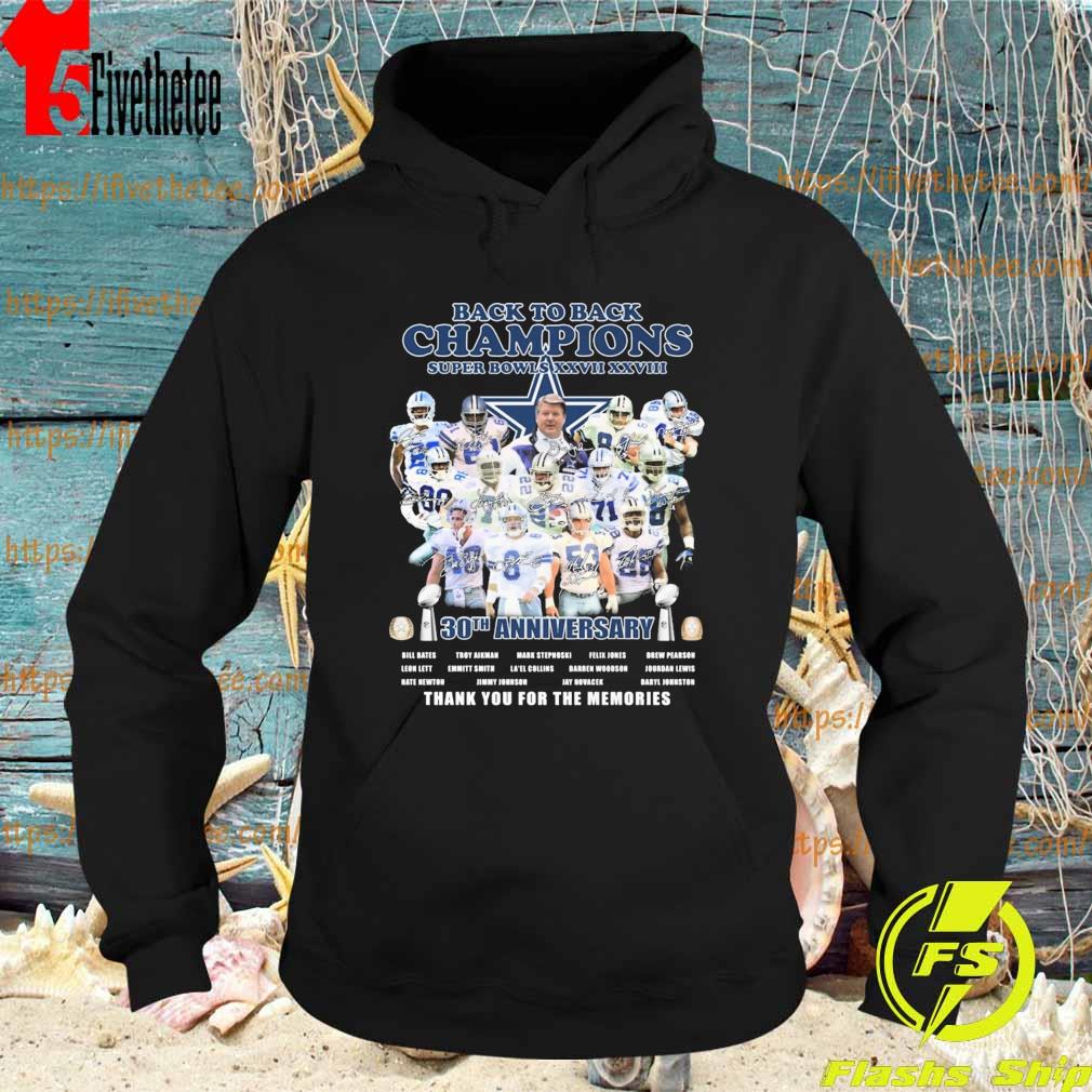 Back to back Champions Dallas Cowboys 30th anniversary thank you for the memories signatures s Hoodie