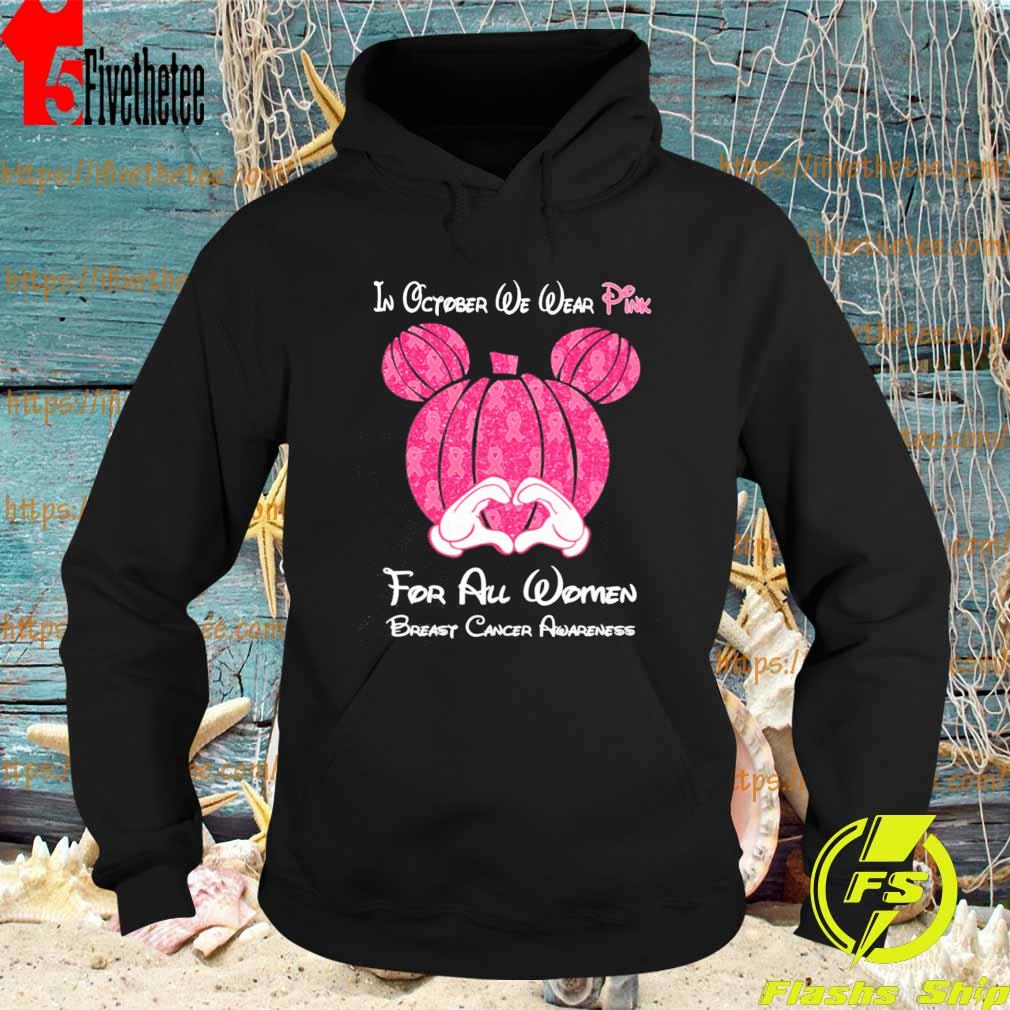 Mickey mouse Pumpkin in october we wear Pink for All Women breast cancer awareness s Hoodie