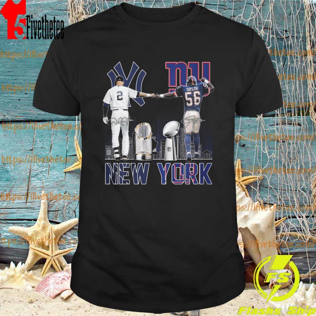Derek Jeter and Lawrence Taylor New York city signatures shirt