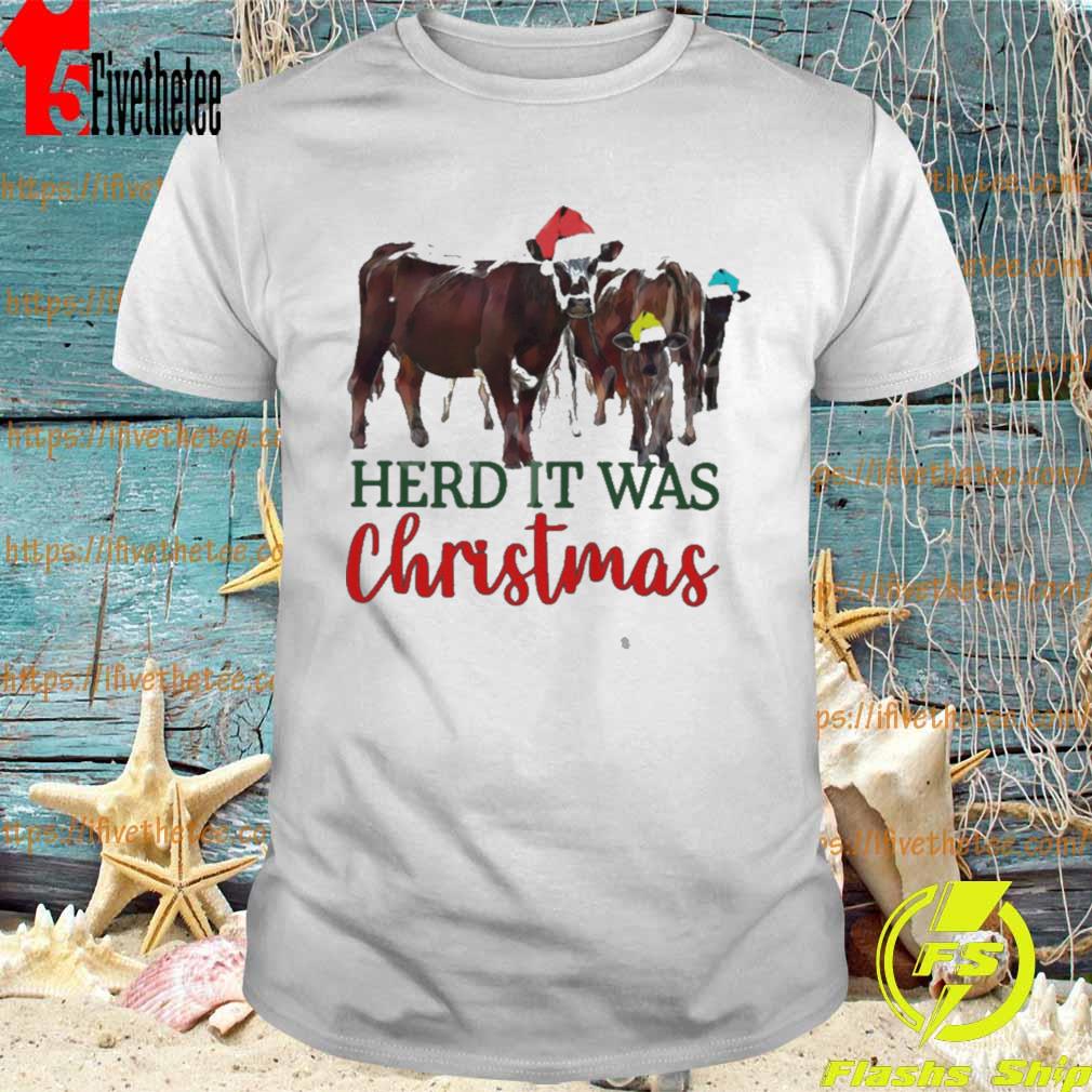 Herd It Was Christmas Cute Christmas Cows shirt