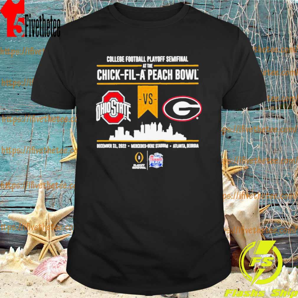 Ohio State vs Georgia Bulldogs 2022 College Football Playoff Peach Bowl Head to Head Black T-Shirt
